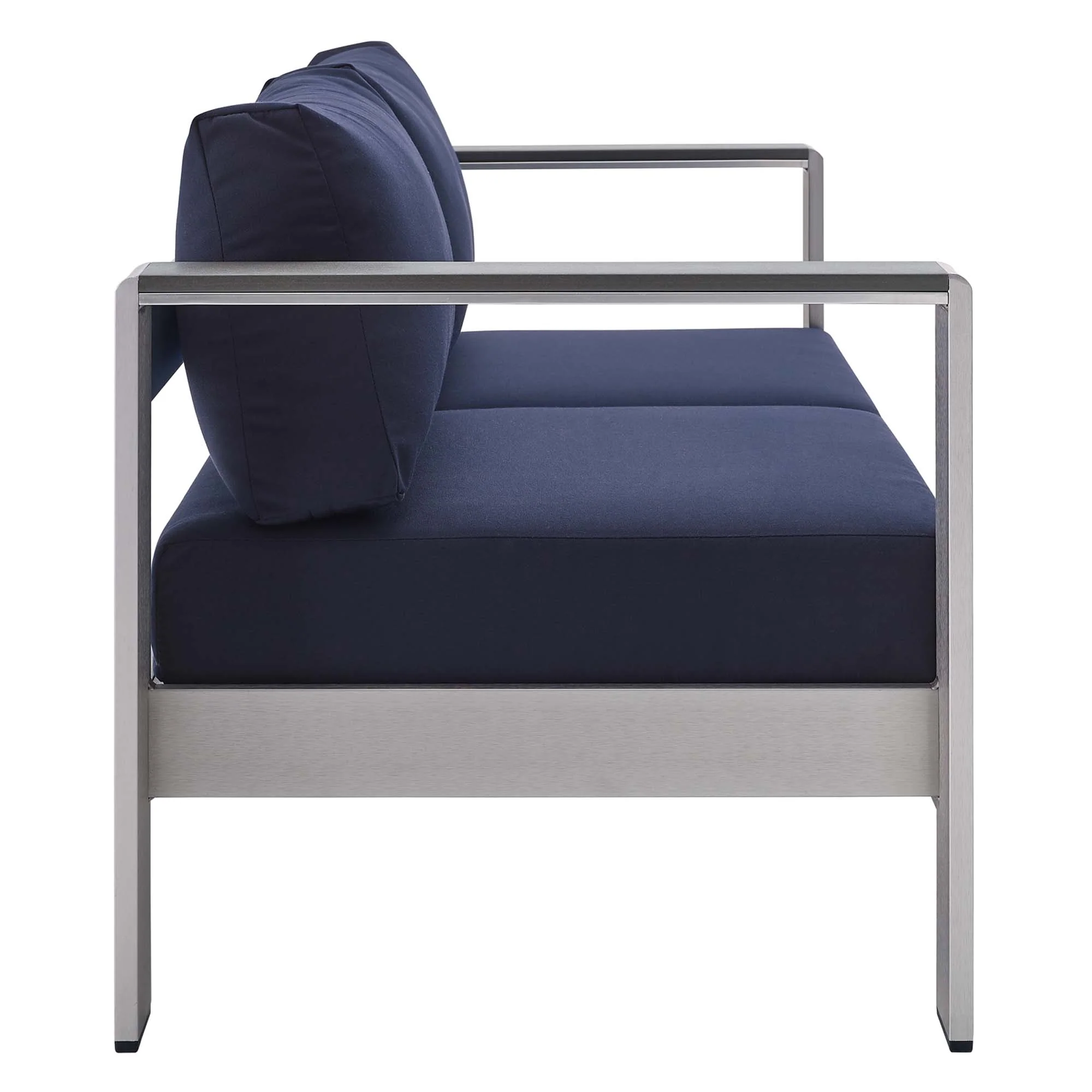 Shore Sunbrella Fabric Aluminum Outdoor Patio Loveseat by Modway - Image 3