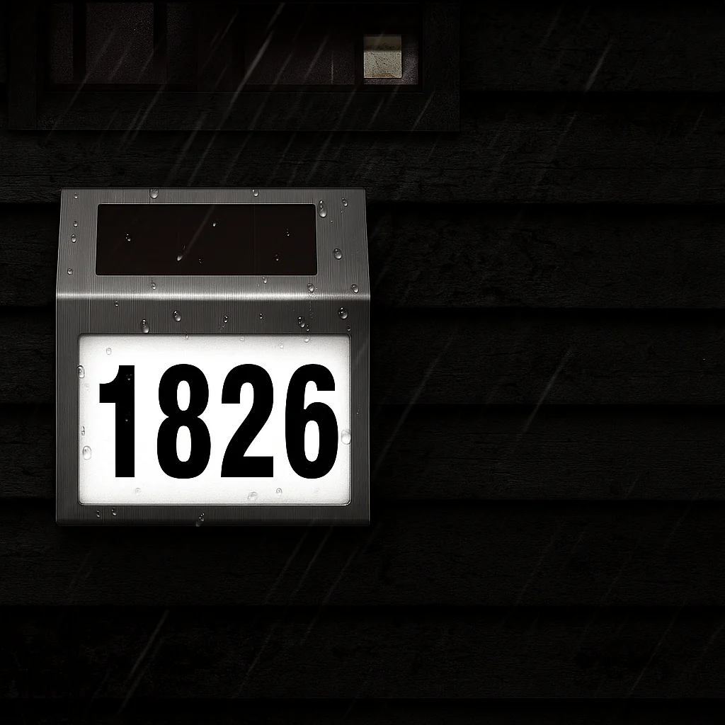 Solar LED Address Sign – Stainless Steel House Number Light with White LEDs, Waterproof, Customizable Numbers & Letters, Auto On/Off, 7.86 x 7.07 Inches - Image 11