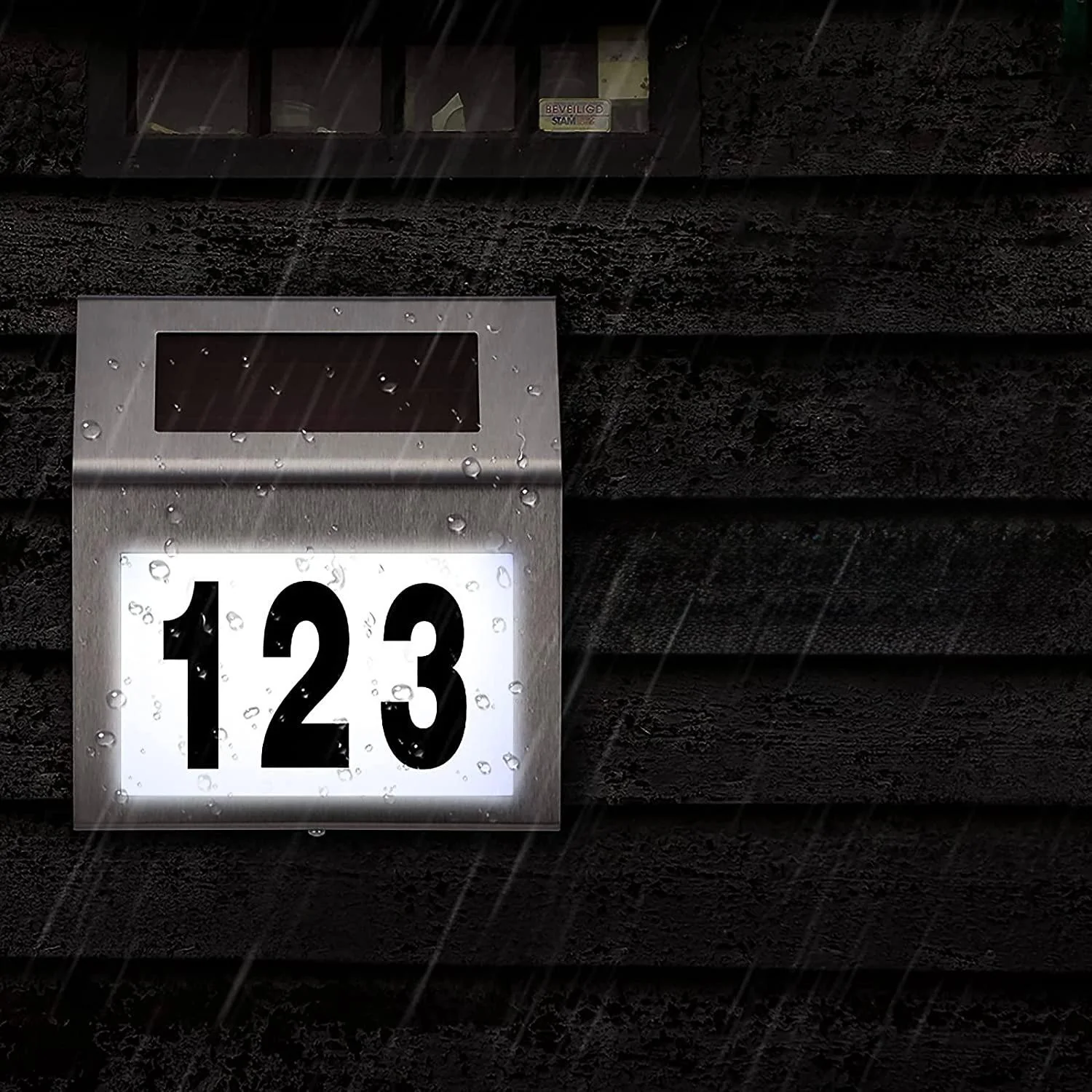 Solar LED Address Sign – Stainless Steel House Number Light with White LEDs, Waterproof, Customizable Numbers & Letters, Auto On/Off, 7.86 x 7.07 Inches - Image 15