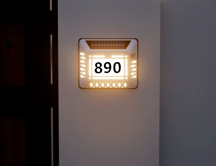 Solar LED Address Sign – Waterproof House Number Plaque, Customizable Numbers & Letters, Auto Dusk-to-Dawn Light, 8.1 x 6.9 Inches - Image 4