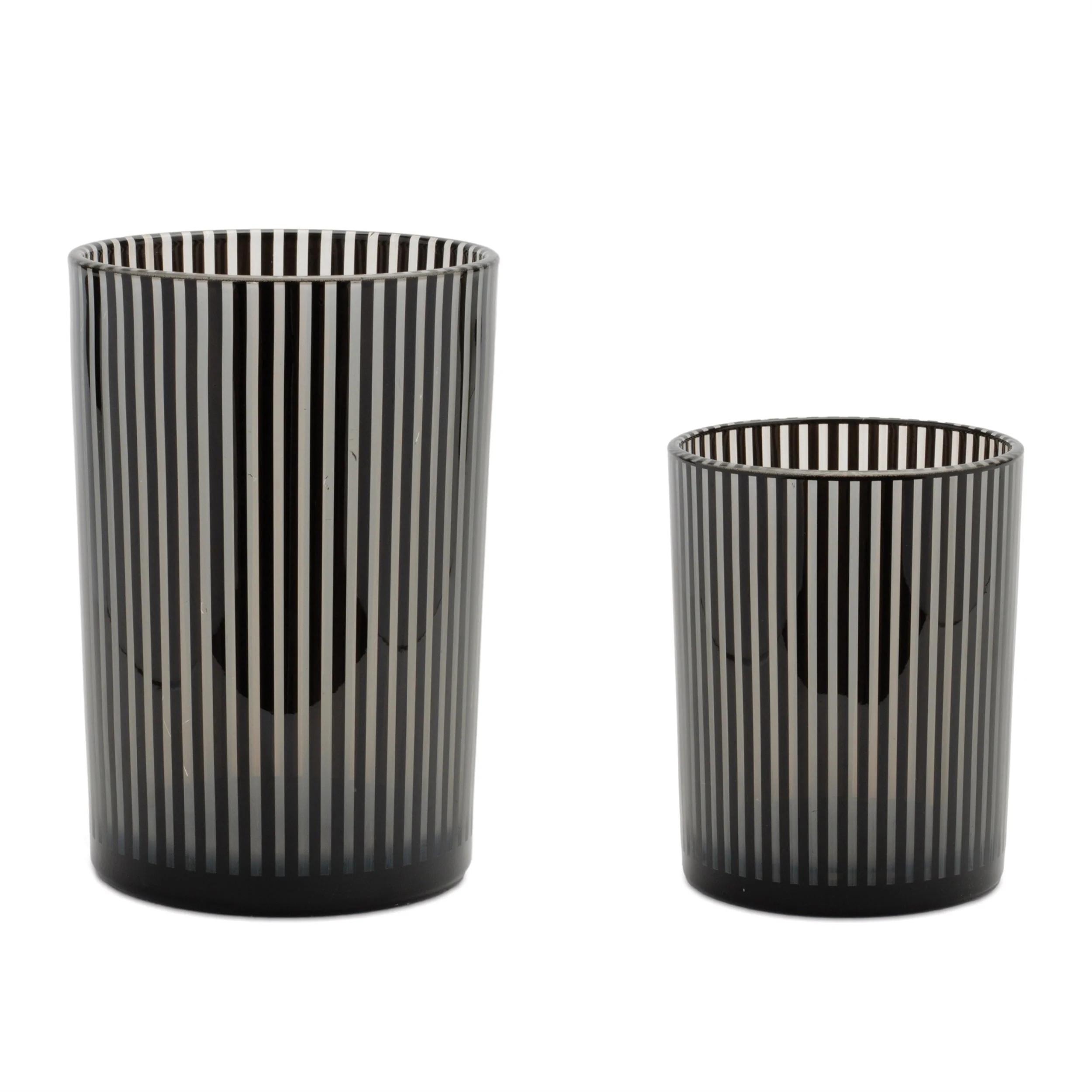 Srtiped Glass Candle Holder (Set of 2)