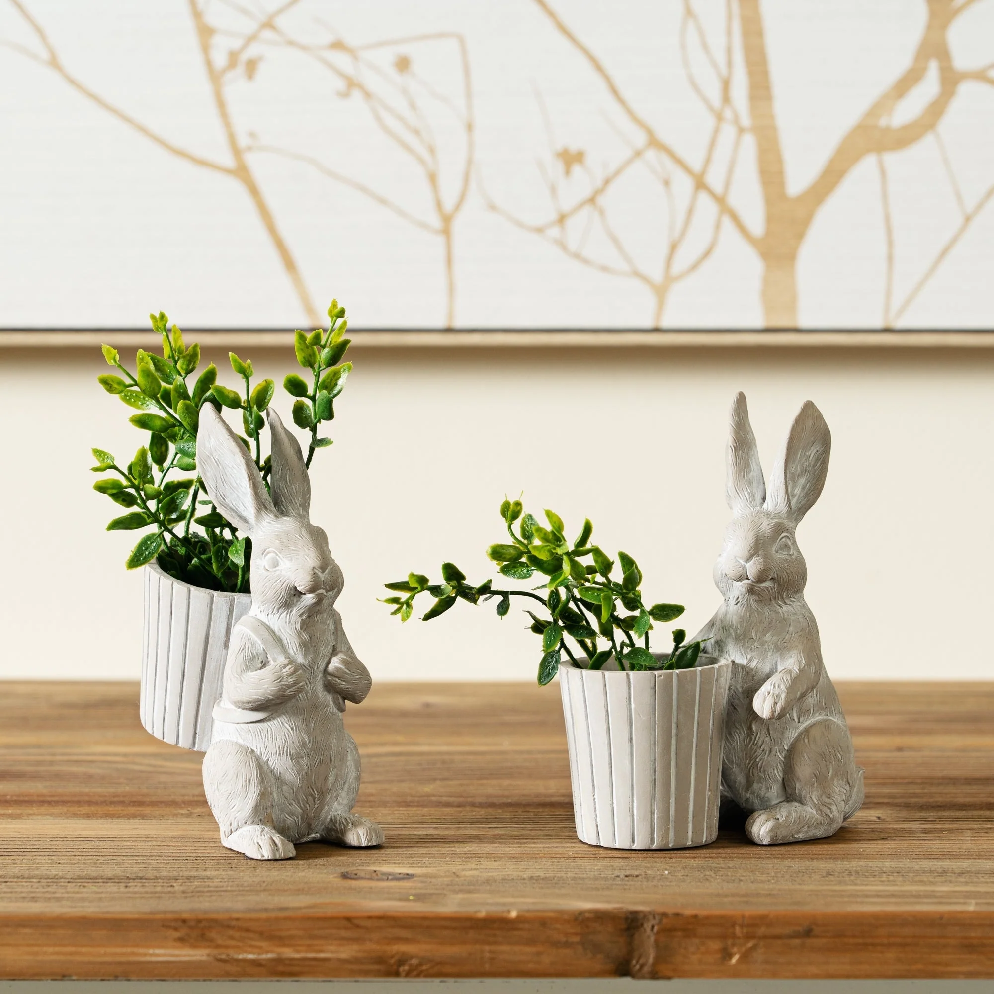 Standing Garden Rabbit with Pot Planter (Set of 2) - Image 2