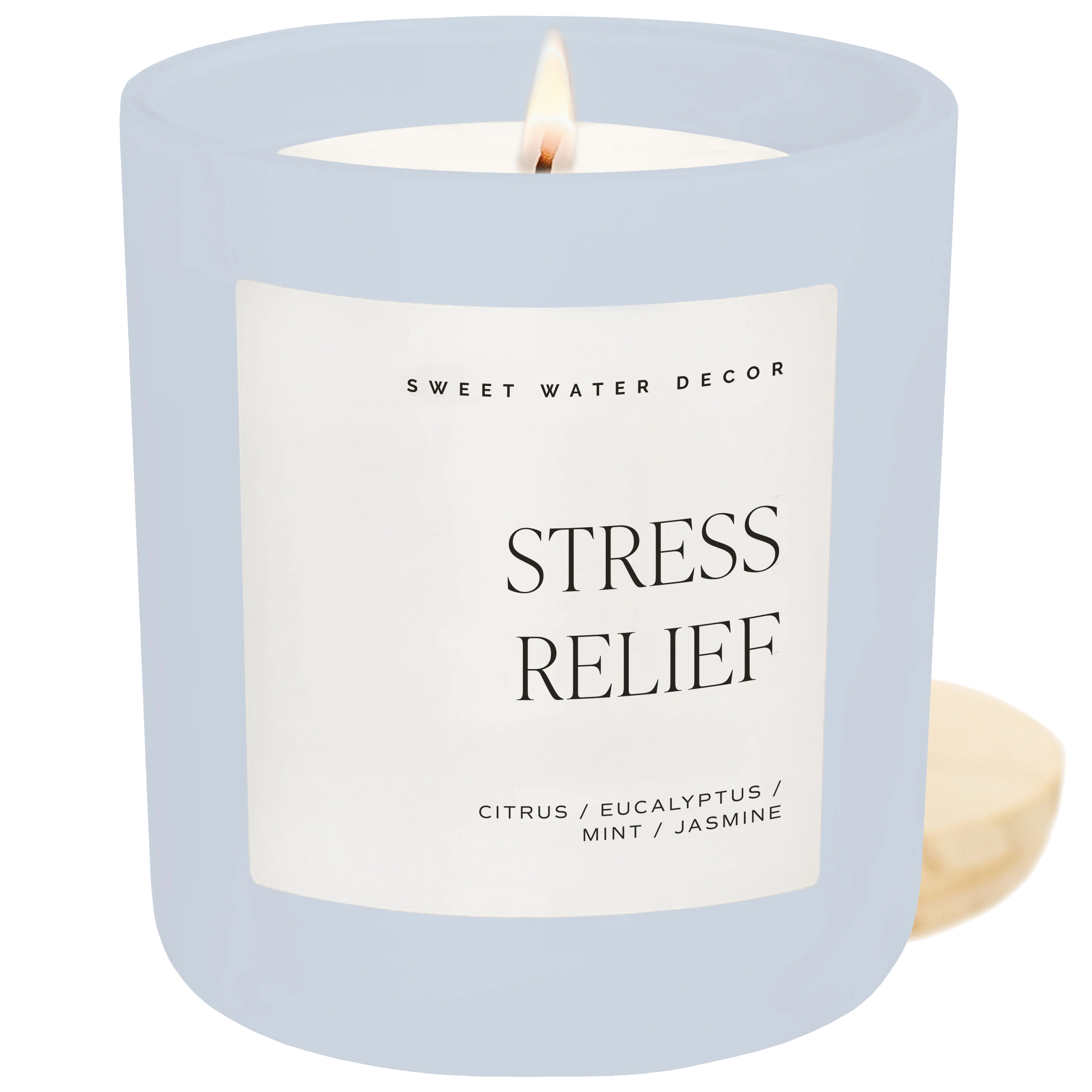 Stress Relief Soy Candle - Blue Matte Jar - 15 oz