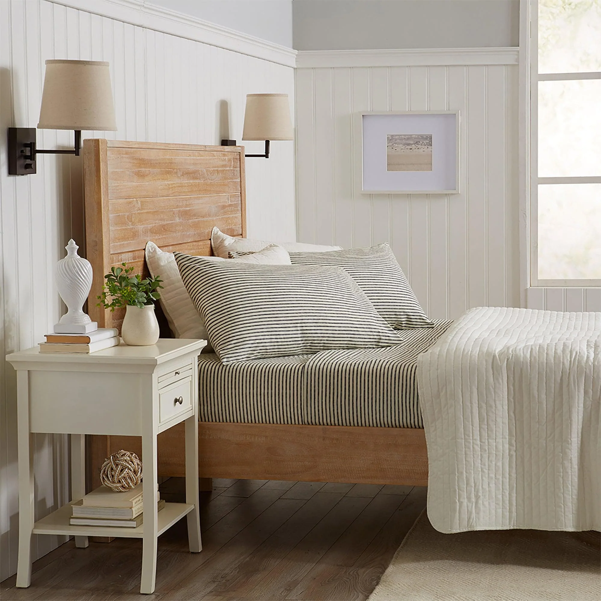 Striped Microfiber Sheet Set - Evette Collection - Image 4