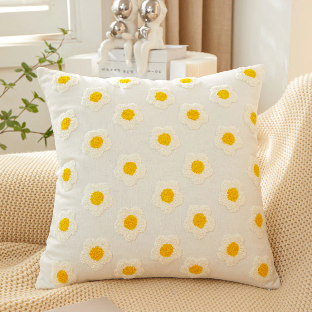Sunshine Blossom Whimsical Floral Square Throw Pillow (With 450g insert) 18''x18'' set of 2 - Image 12