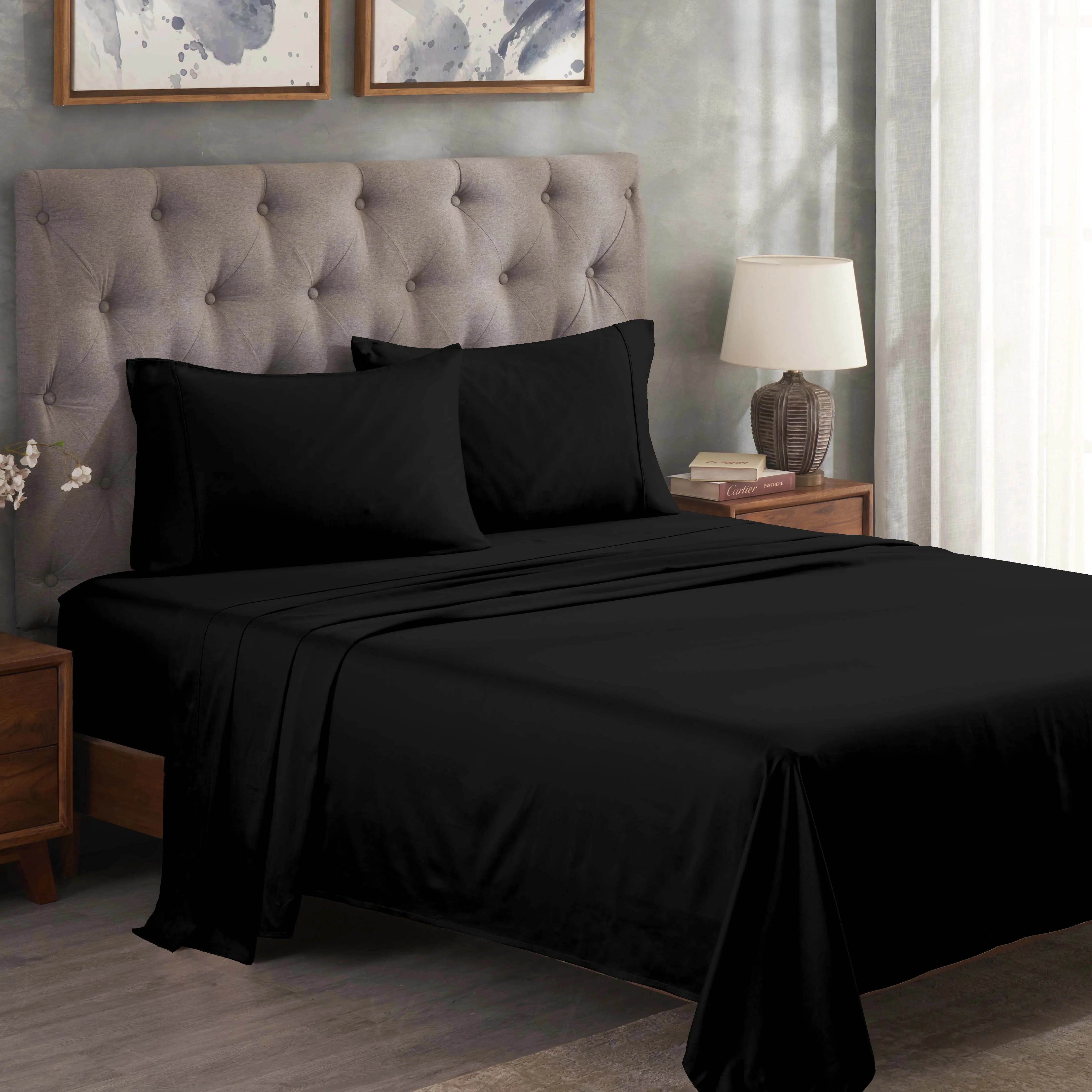 300 Thread Count Egyptian Cotton Sateen Bed Sheet Set - Image 10