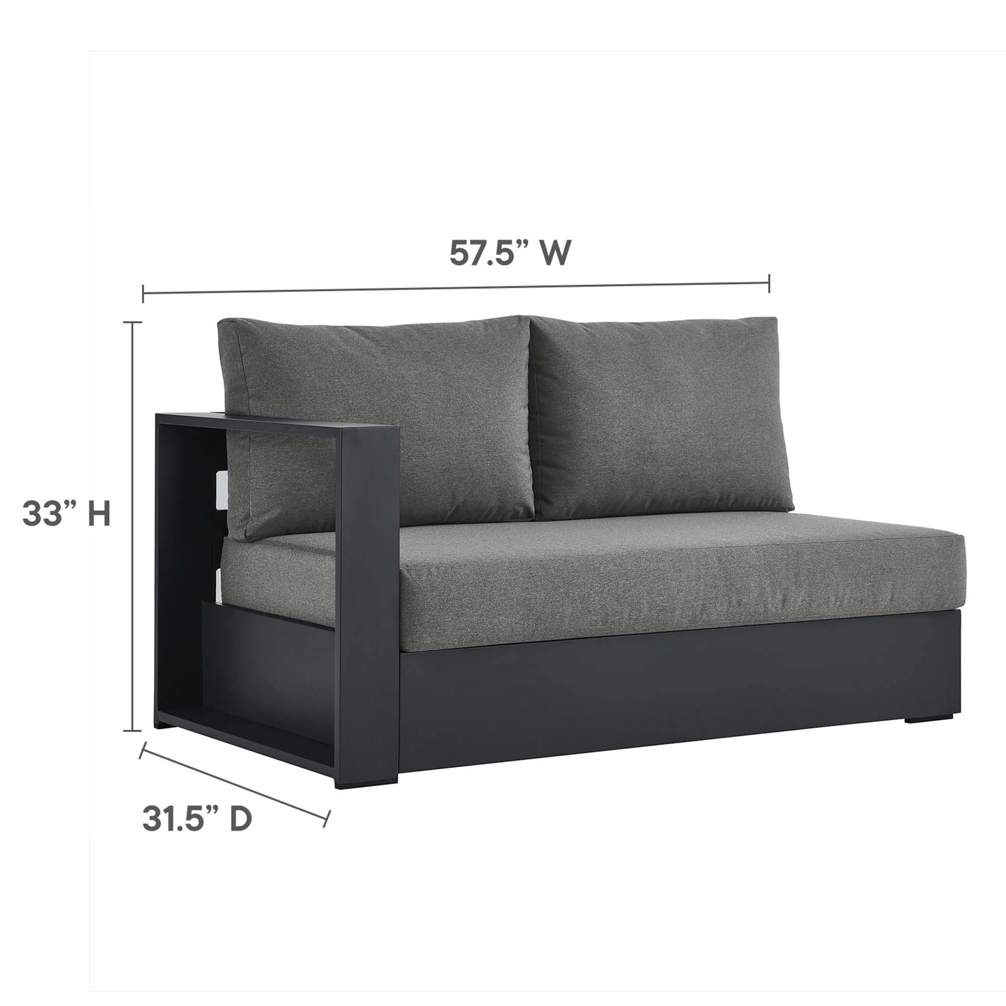 Tahoe 3-Piece Outdoor Patio Powder-Coated Aluminum Sectional Sofa Set - Image 17