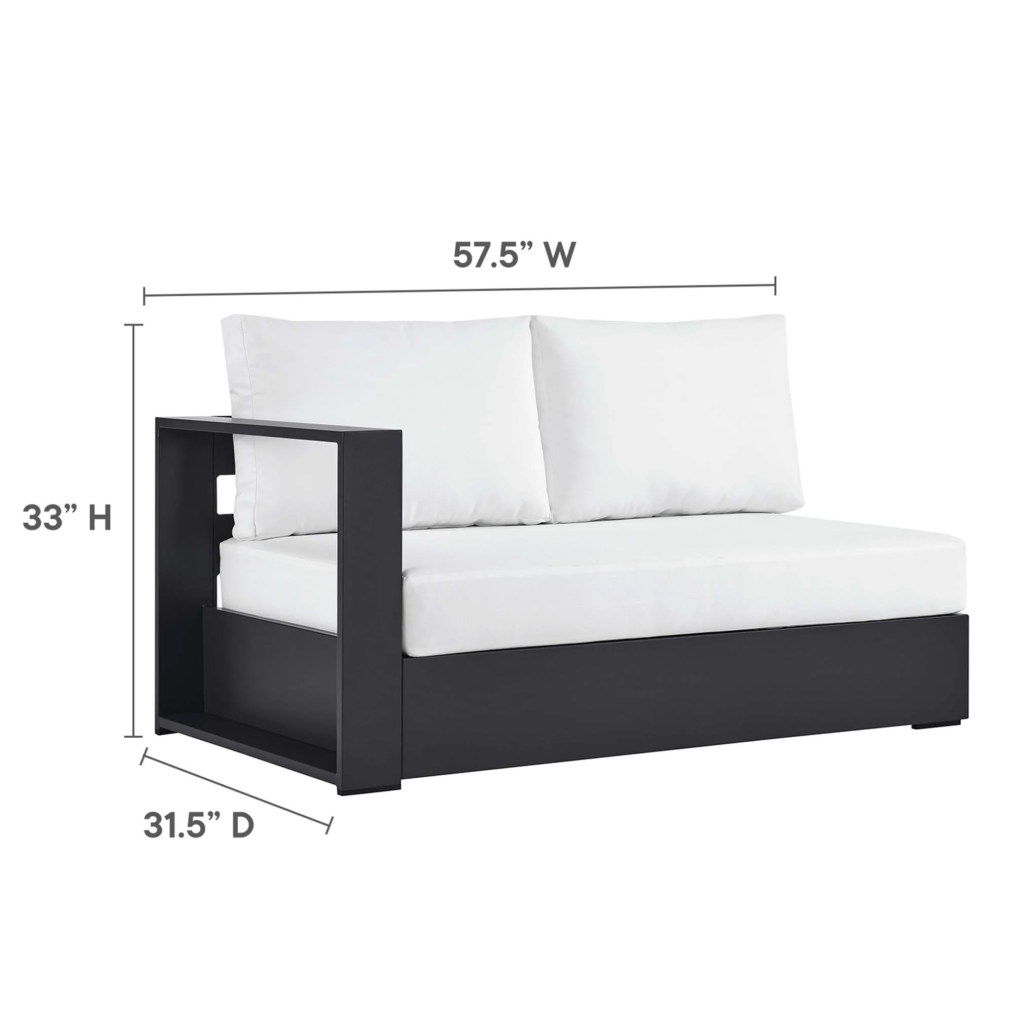 Tahoe 3-Piece Outdoor Patio Powder-Coated Aluminum Sectional Sofa Set - Image 3