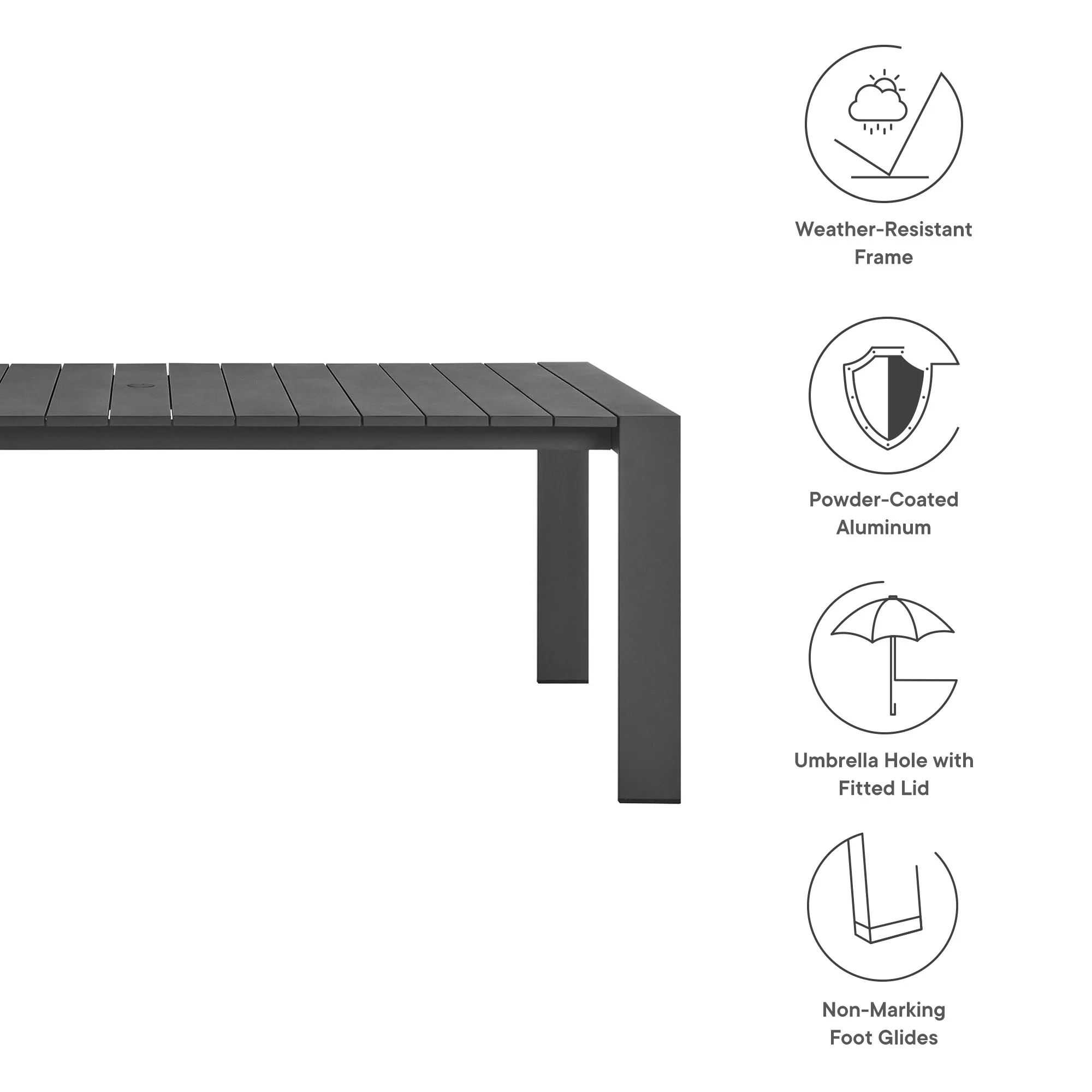 Tahoe 9-Piece Outdoor Patio Aluminum Dining Set by Modway - Image 5