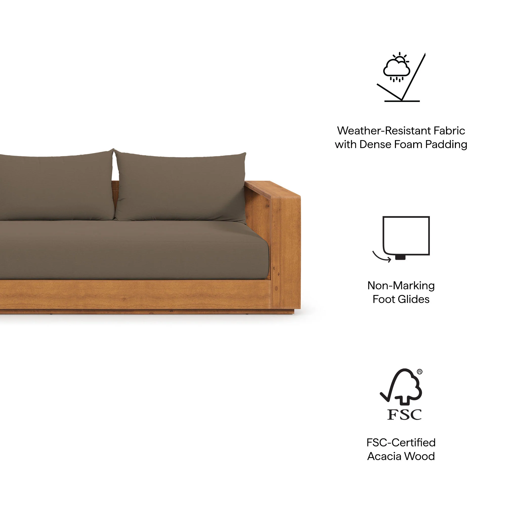Tahoe Outdoor Patio Acacia Wood Ottoman by Modway - Image 12