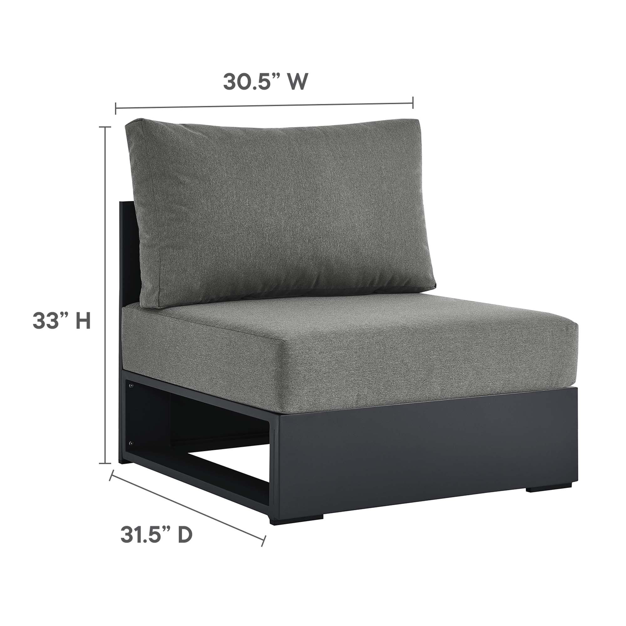 Tahoe Outdoor Patio Powder-Coated Aluminum Modular Armless Chair - Image 17