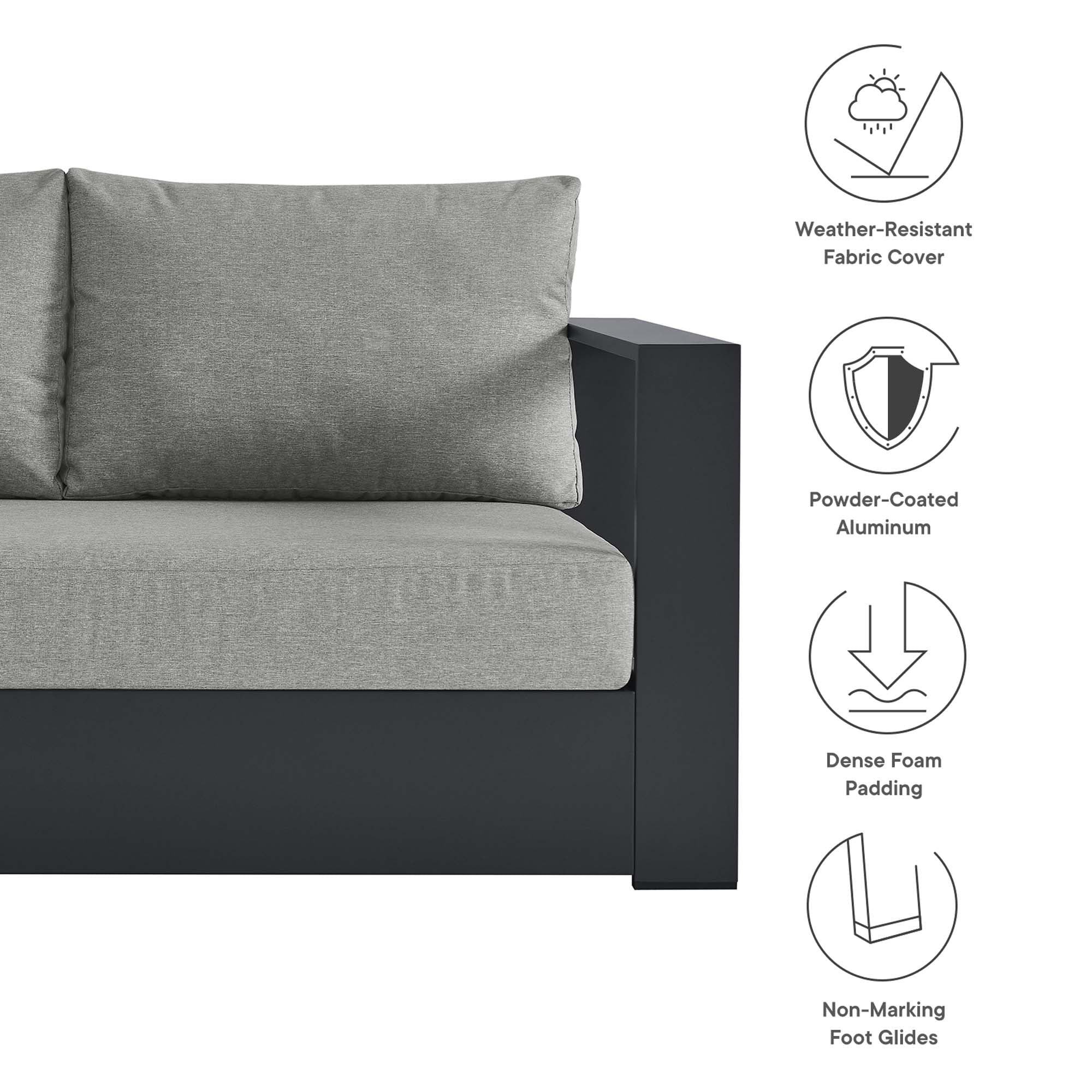 Tahoe Outdoor Patio Powder-Coated Aluminum Modular Right-Facing Loveseat by Modway - Image 16