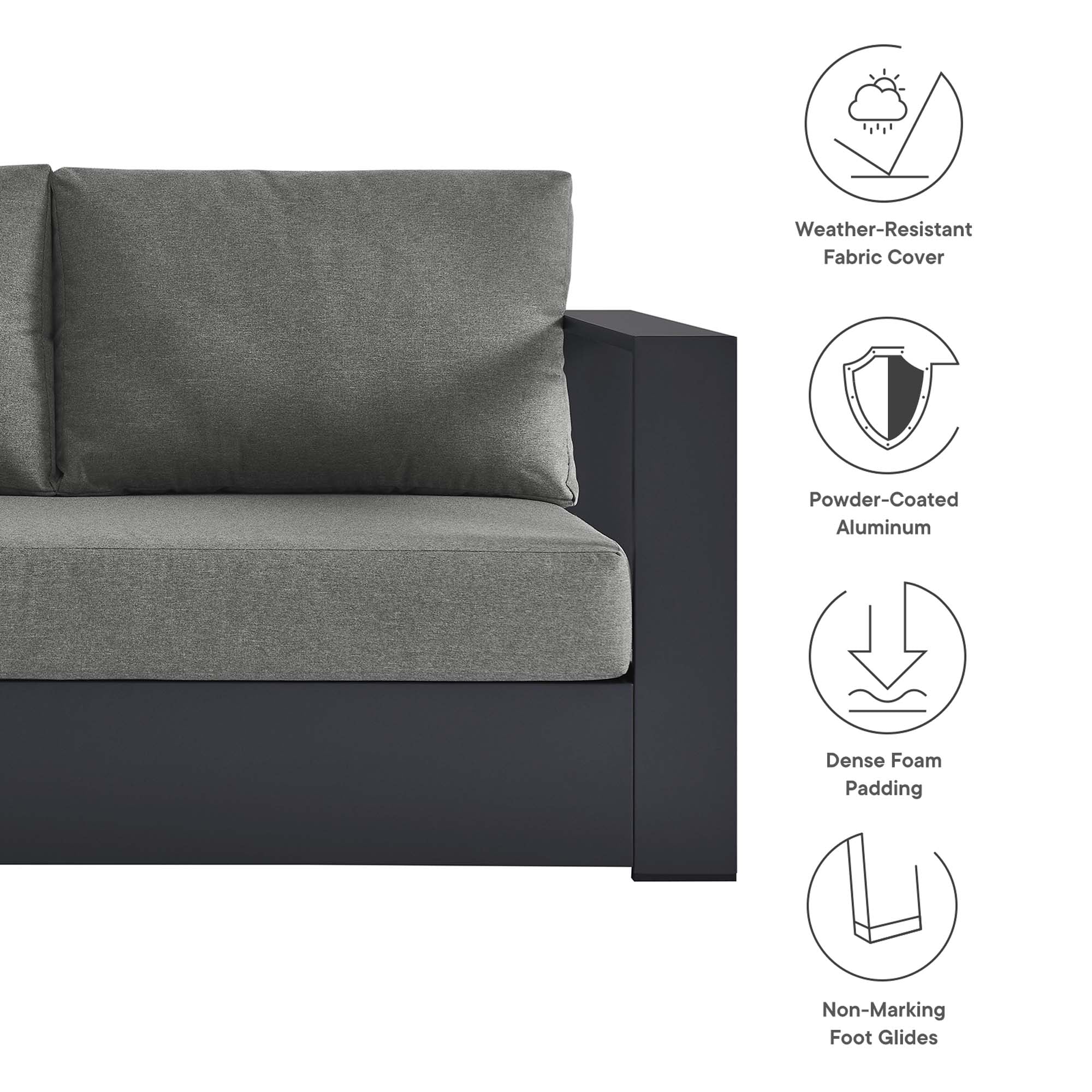 Tahoe Outdoor Patio Powder-Coated Aluminum Modular Right-Facing Loveseat by Modway - Image 17