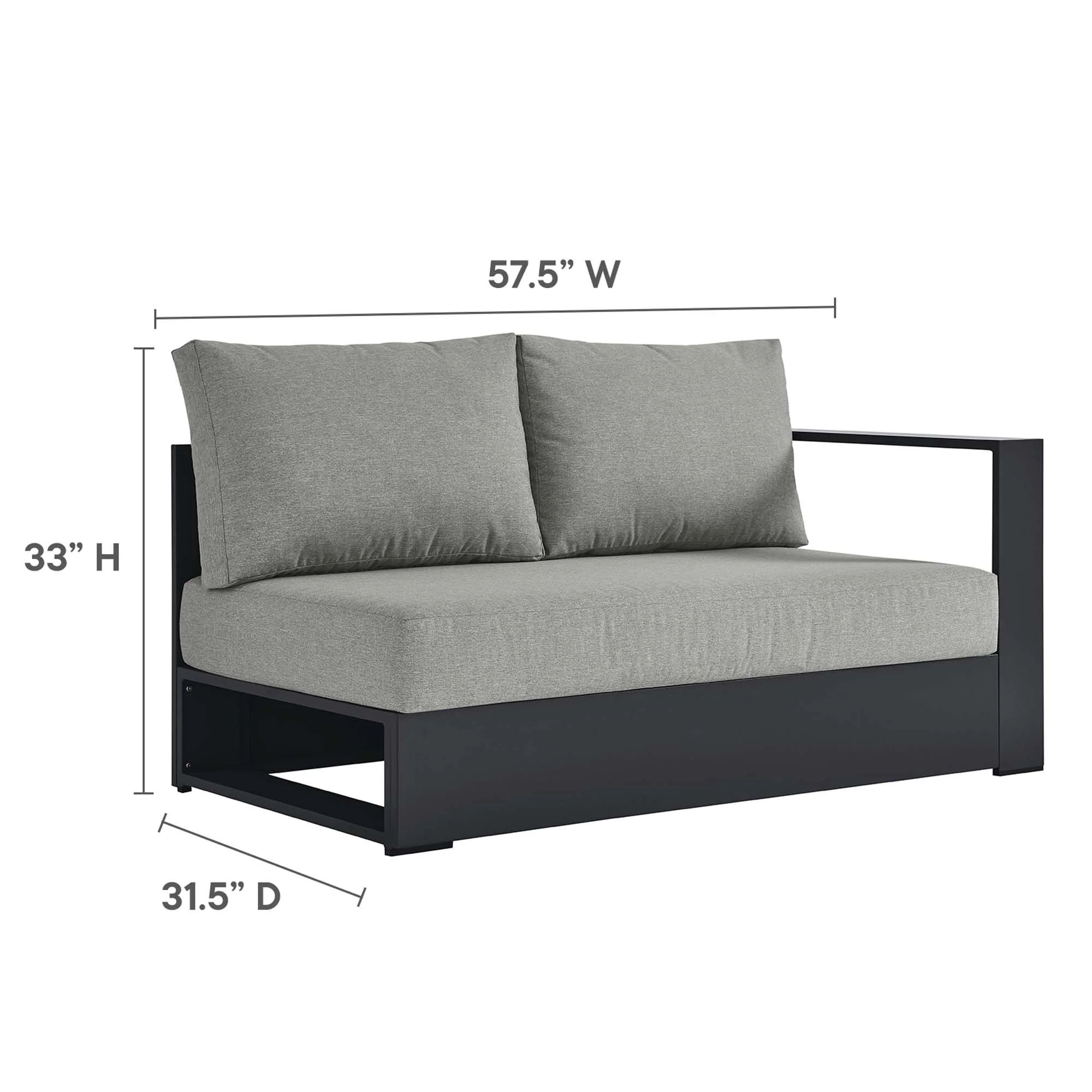 Tahoe Outdoor Patio Powder-Coated Aluminum Modular Right-Facing Loveseat by Modway - Image 18