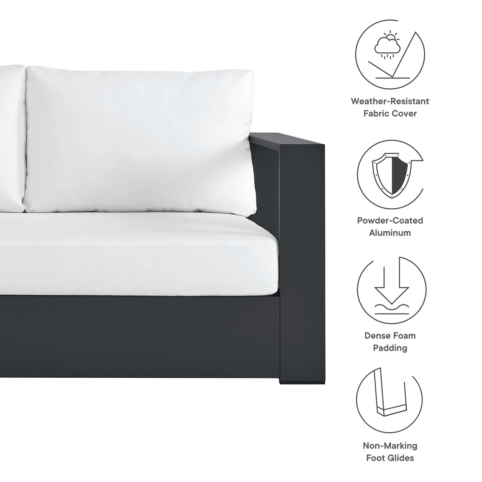 Tahoe Outdoor Patio Powder-Coated Aluminum Modular Right-Facing Loveseat by Modway - Image 3