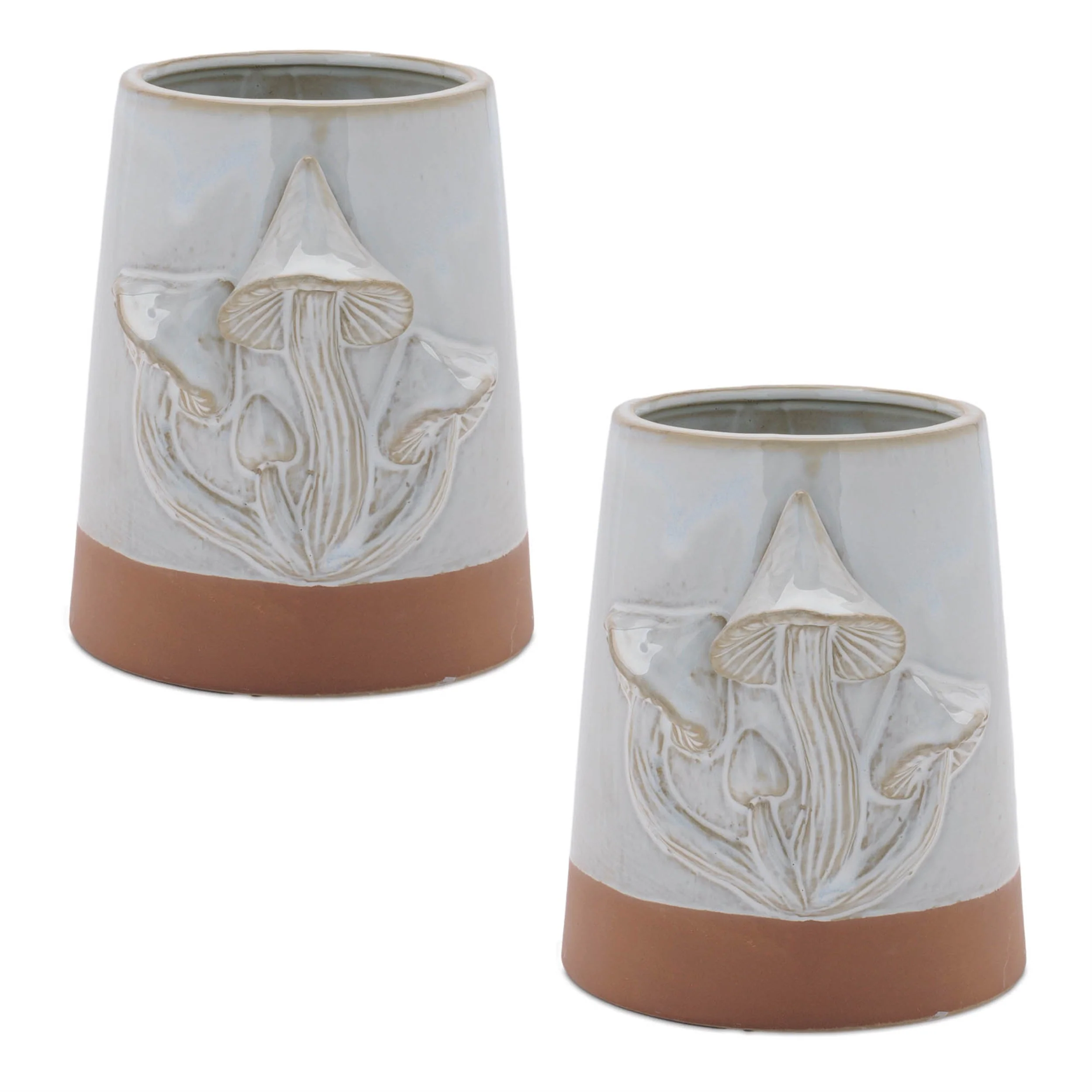 Tapered Porcelain Planter with Mushrooms (Set of 2) - Image 2