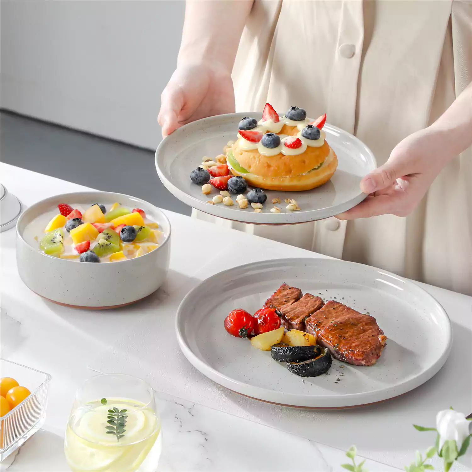 Tara Multicolor 12-Piece Stoneware Dinnerware Set - Image 15