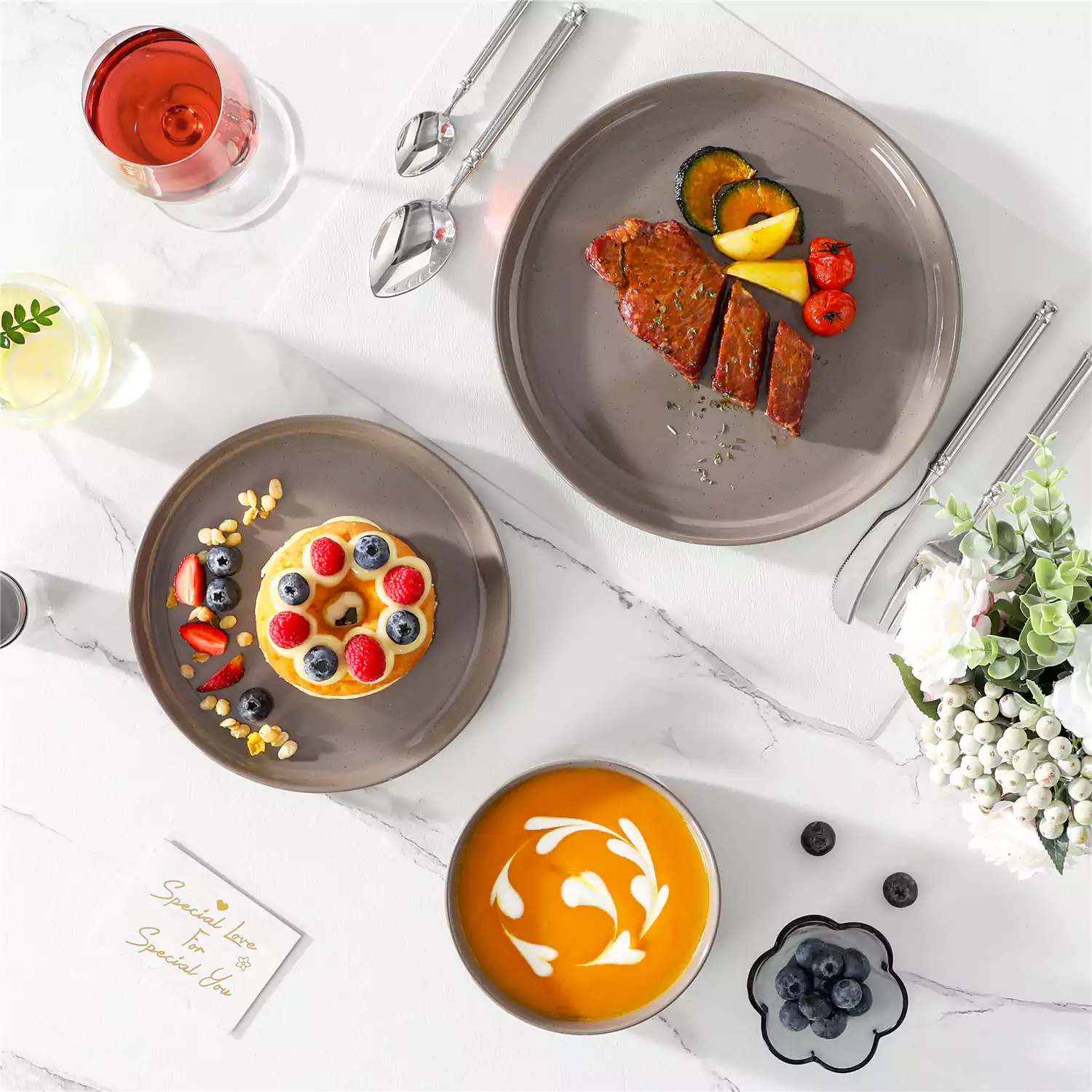 Tara Multicolor 12-Piece Stoneware Dinnerware Set - Image 25