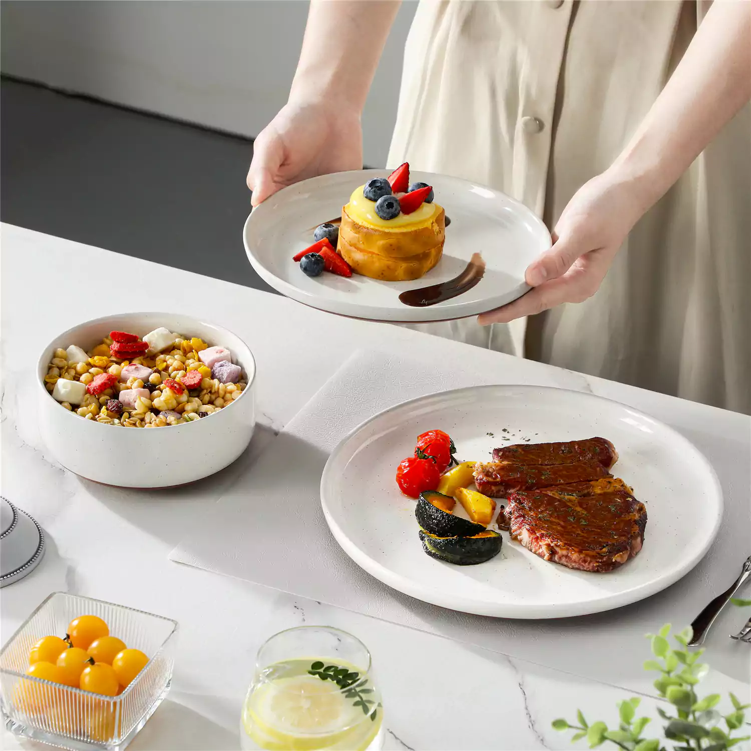 Tara Multicolor 12-Piece Stoneware Dinnerware Set - Image 37