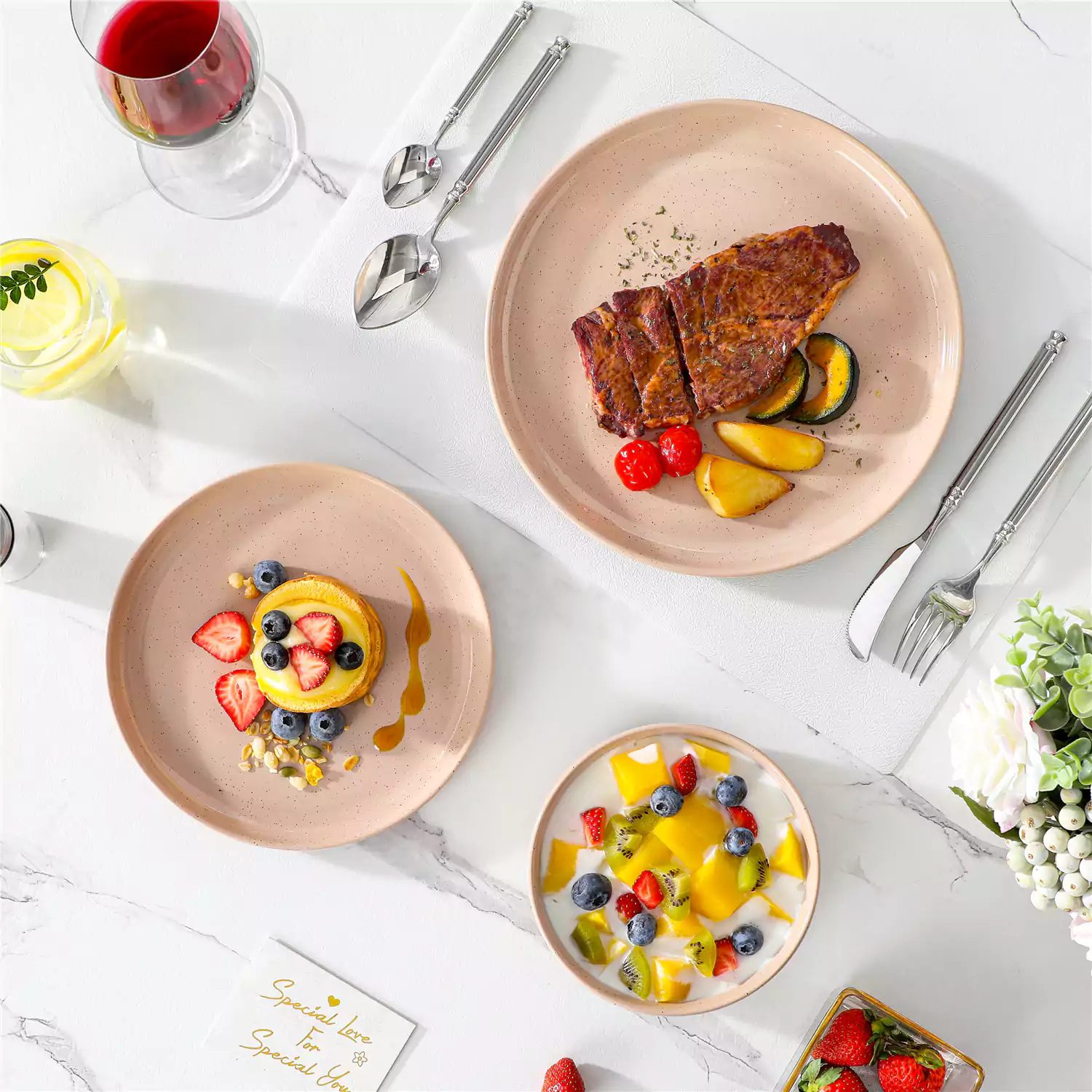 Tara Multicolor 12-Piece Stoneware Dinnerware Set - Image 47