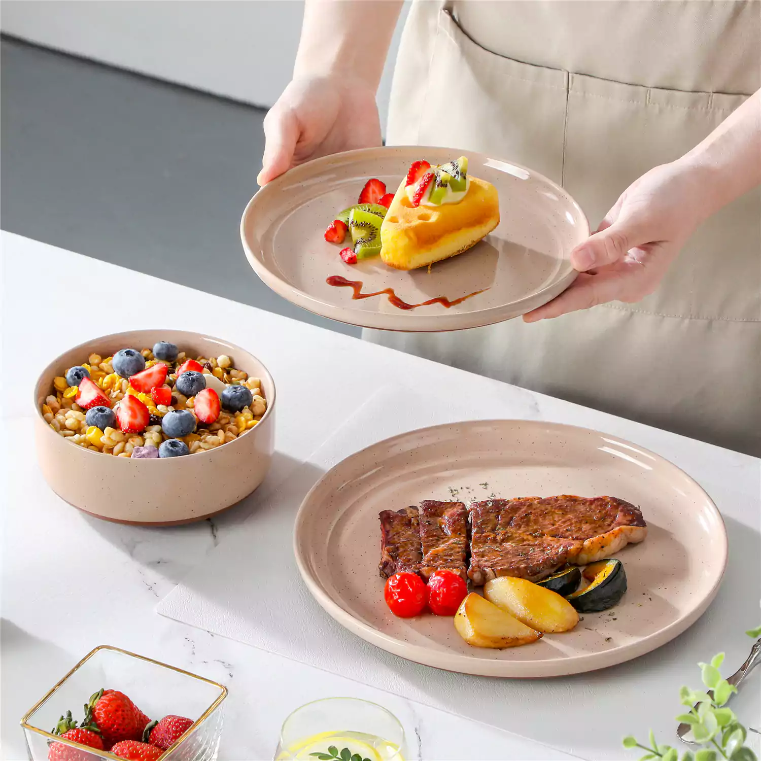 Tara Multicolor 12-Piece Stoneware Dinnerware Set - Image 48