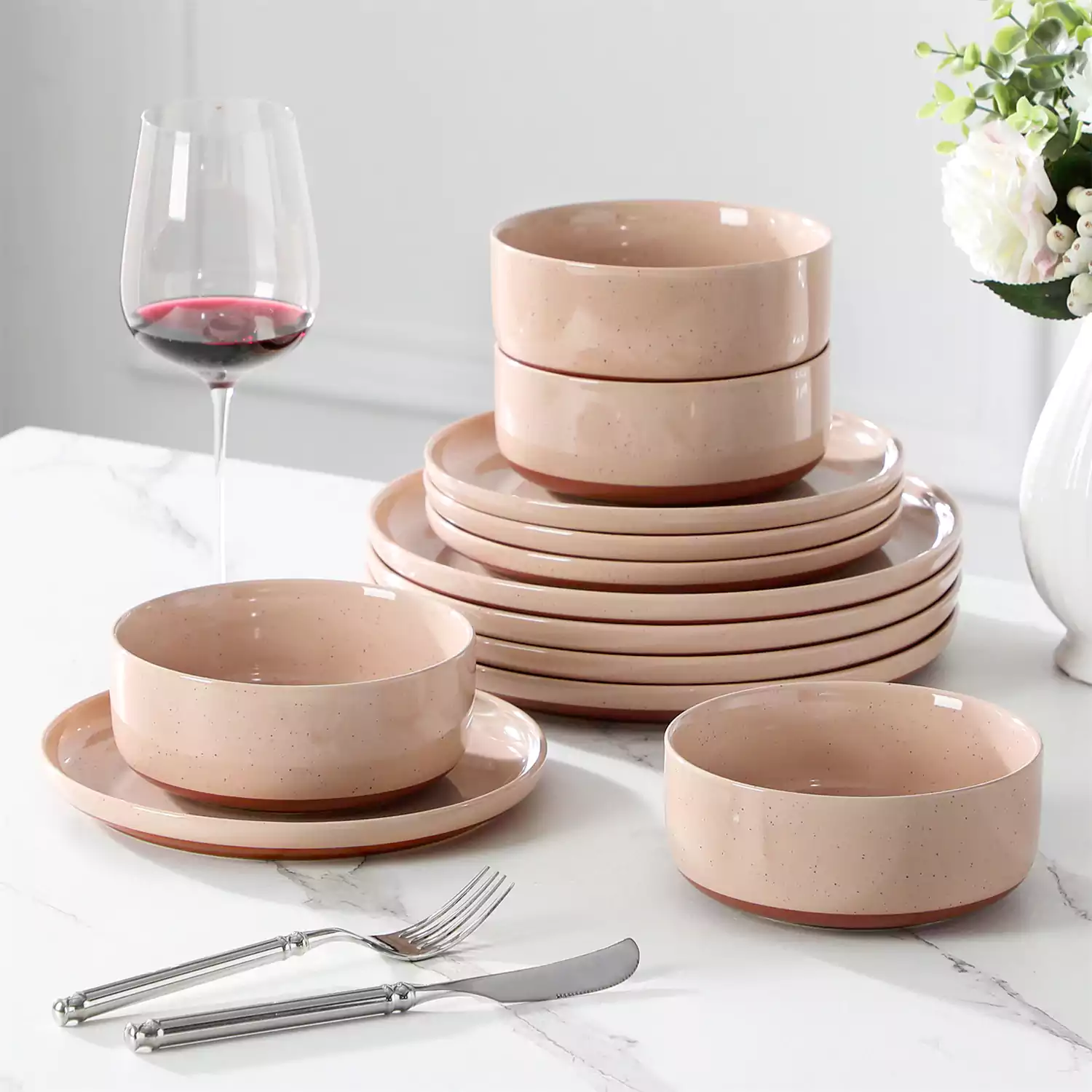 Tara Multicolor 12-Piece Stoneware Dinnerware Set - Image 52
