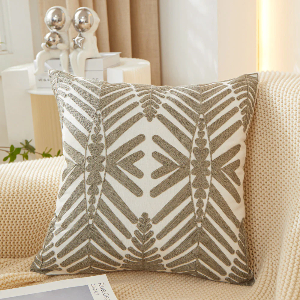 Textured Cotton Blend leaf tropical design Throw Pillow (With insert) size 18"x18" - Image 2