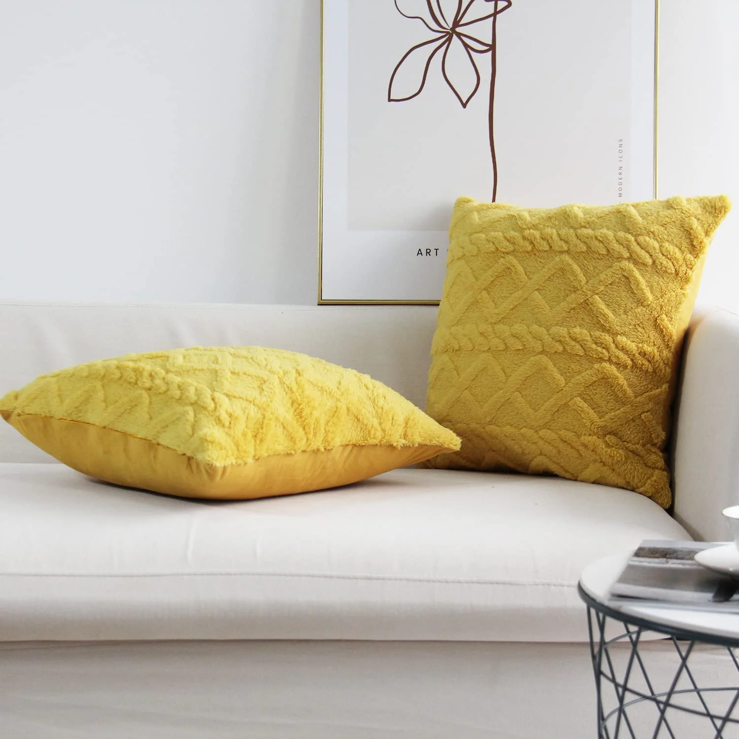 Throw pillow SUPER SOFT 3D Geometric PATTERN Fur Pack of 2 throw pillows WITH 450g insert 18"x18" - Image 16