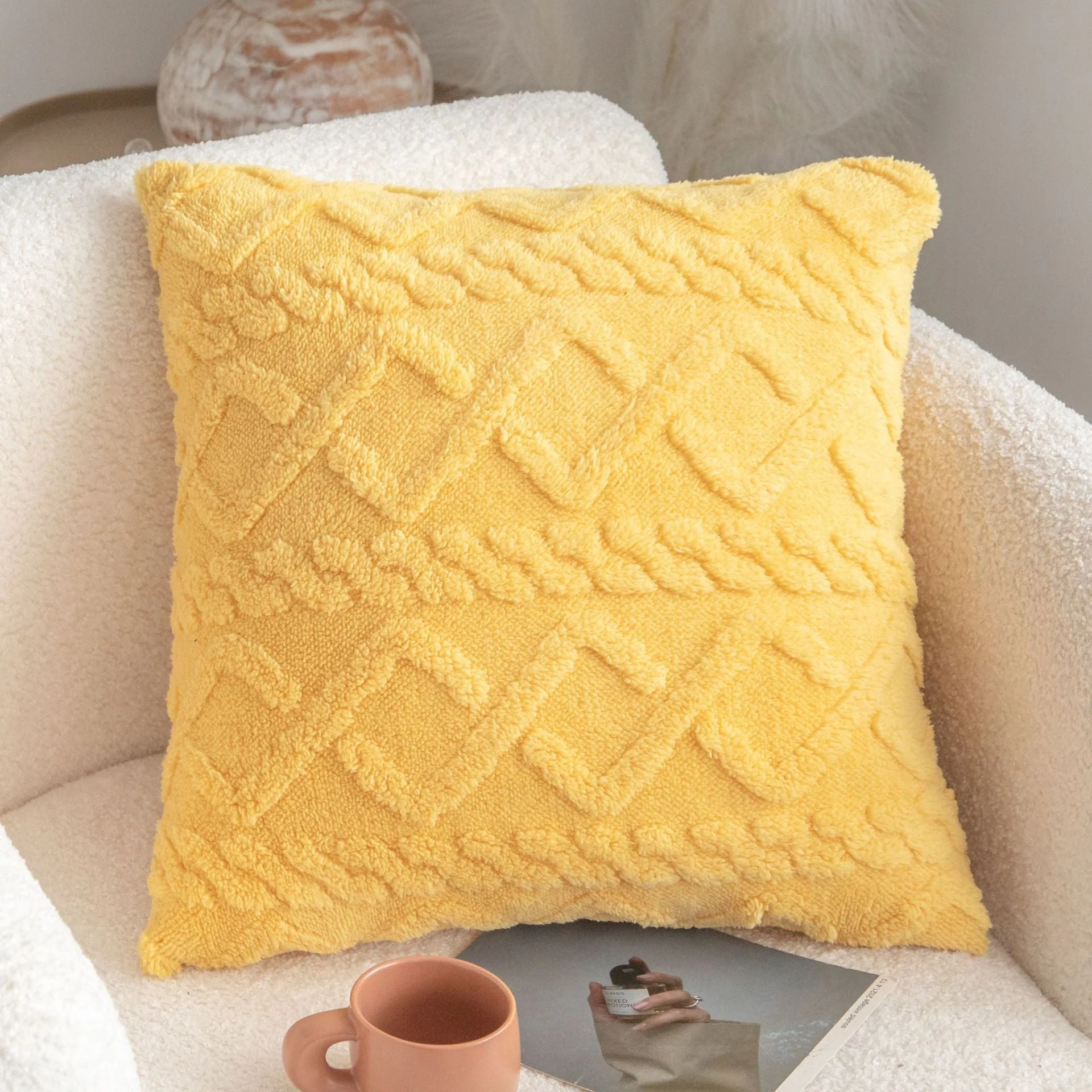 Throw pillow SUPER SOFT 3D Geometric PATTERN Fur Pack of 2 throw pillows WITH 450g insert 18"x18" - Image 19