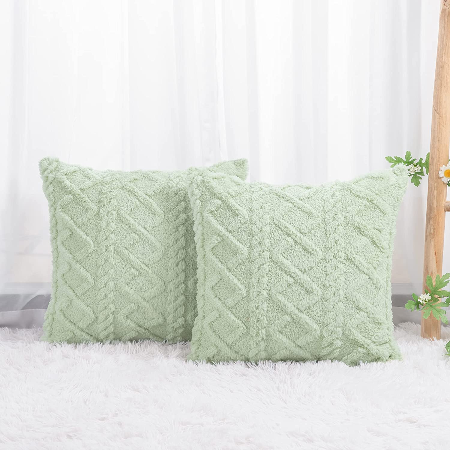Throw pillow SUPER SOFT 3D Geometric PATTERN Fur Pack of 2 throw pillows WITH 450g insert 18"x18" - Image 28
