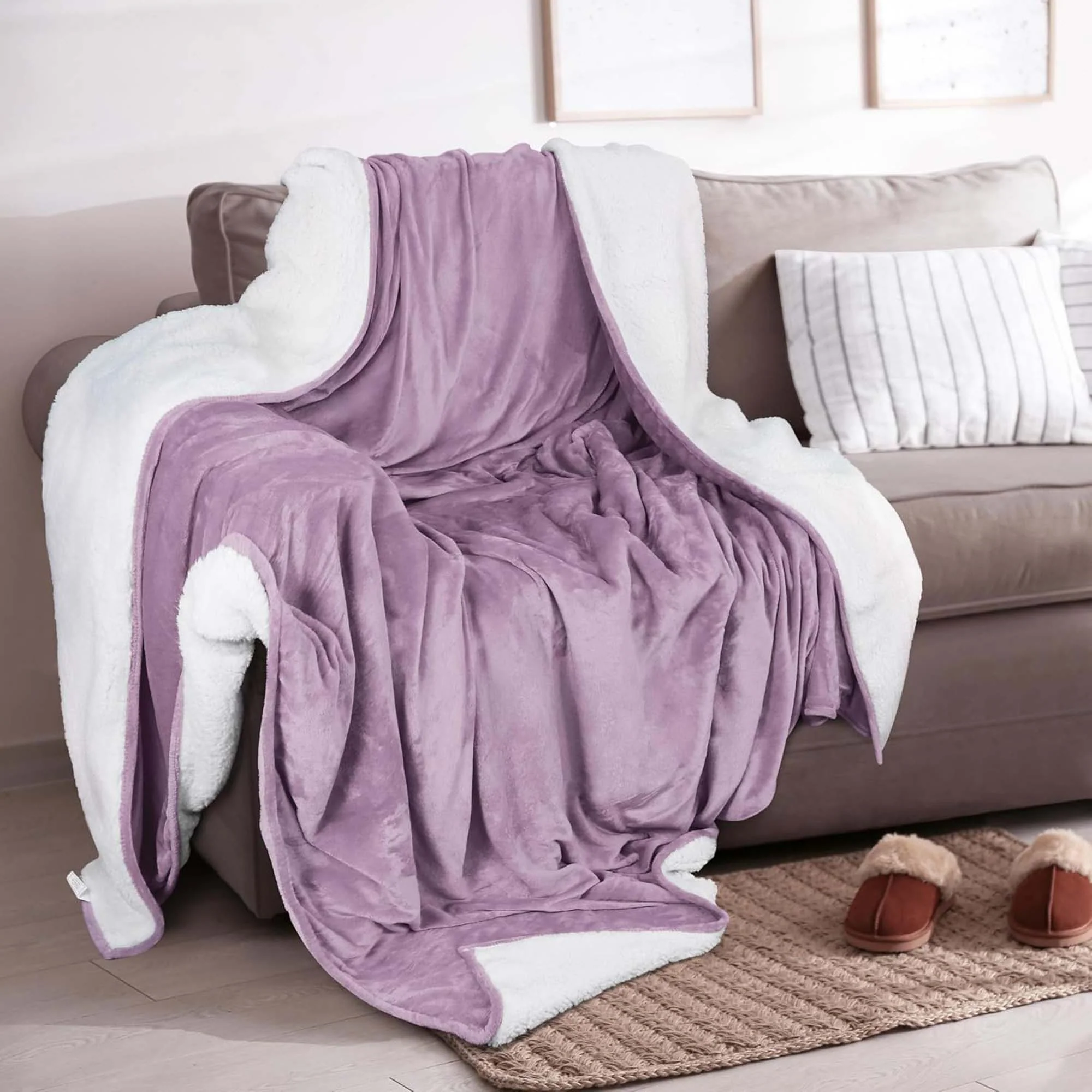Velvet Plush Sherpa Bed Blanket - Sherpa Fleece Collection - Image 56