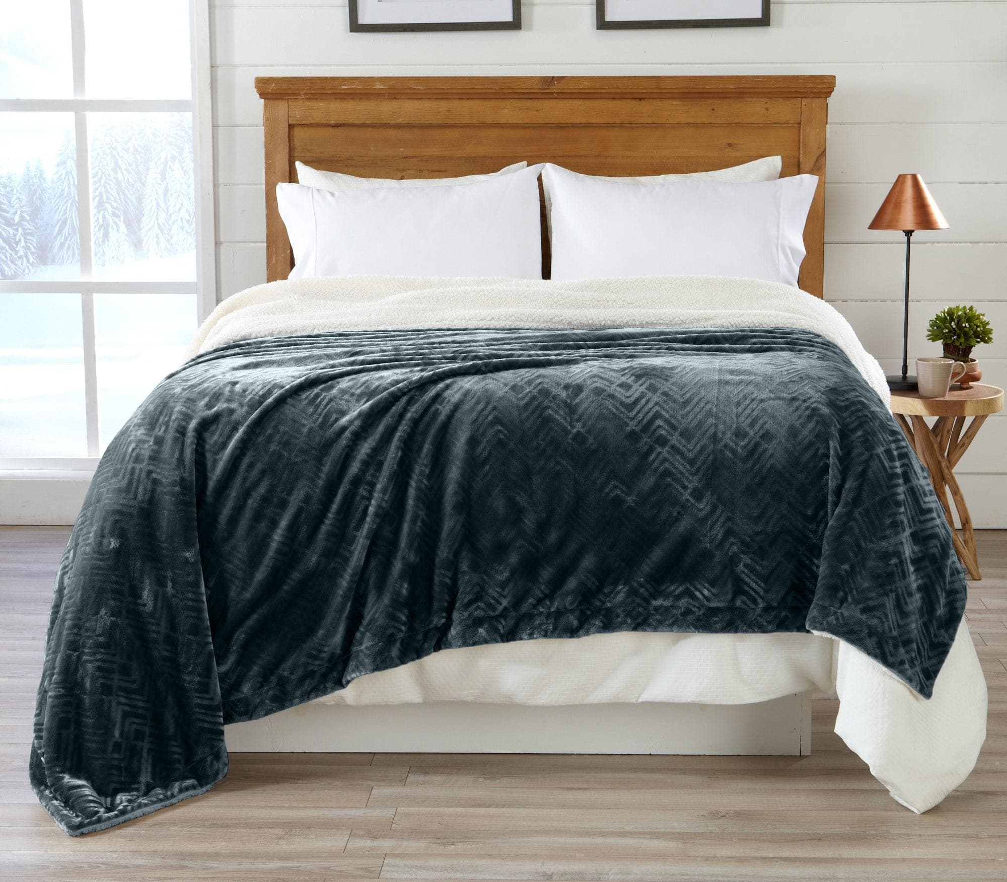 Velvet Plush Sherpa Luxury Bed Blanket - Cielo Collection - Image 19