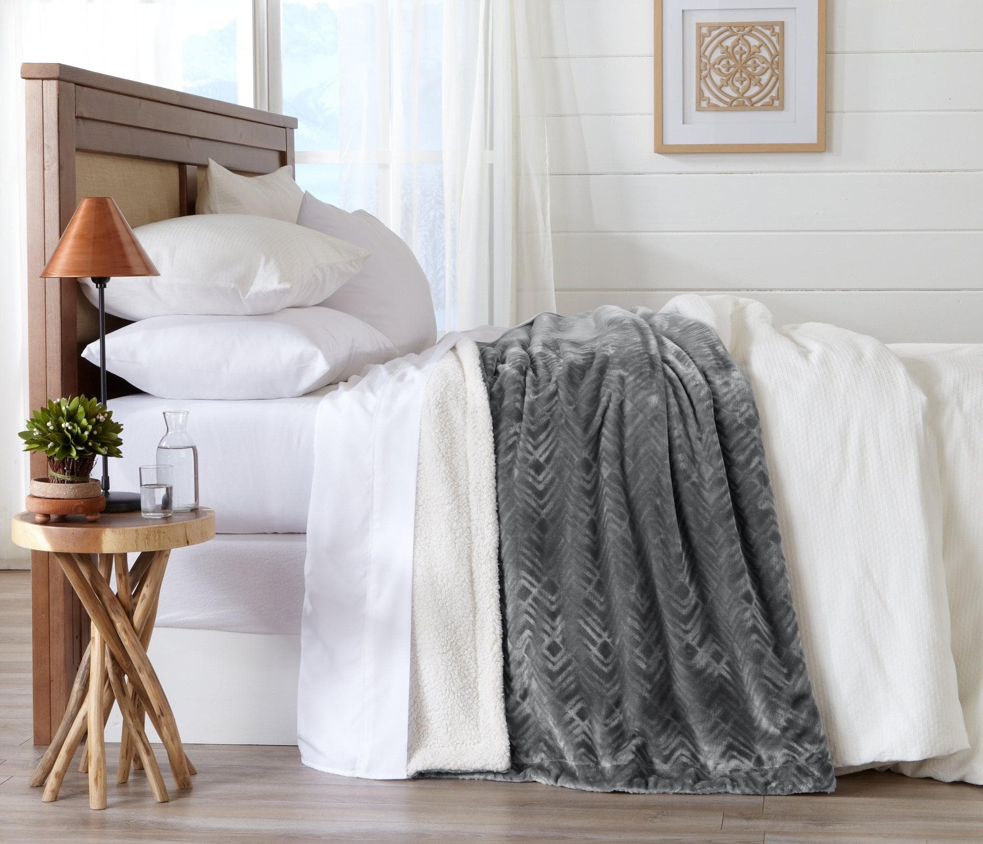 Velvet Plush Sherpa Luxury Bed Blanket - Cielo Collection - Image 30