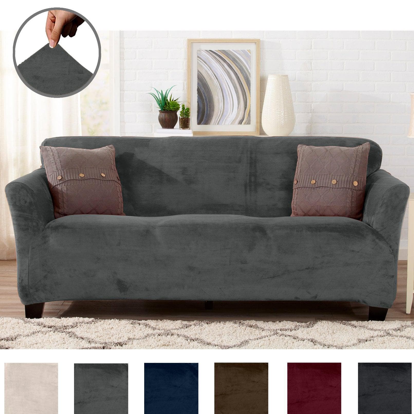 Velvet Stretch Slipcover - Gale Collection - Image 155