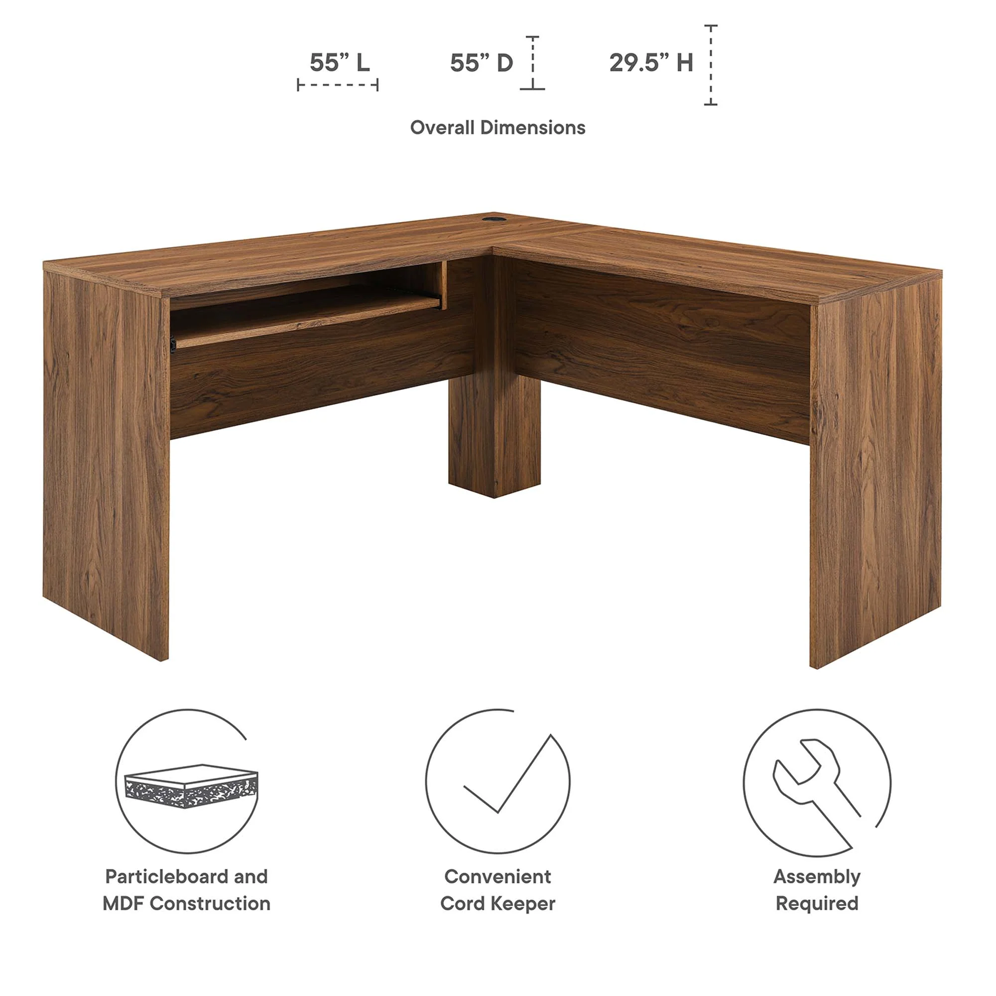 Venture L-Shaped Wood Office Desk by Modway - Image 2