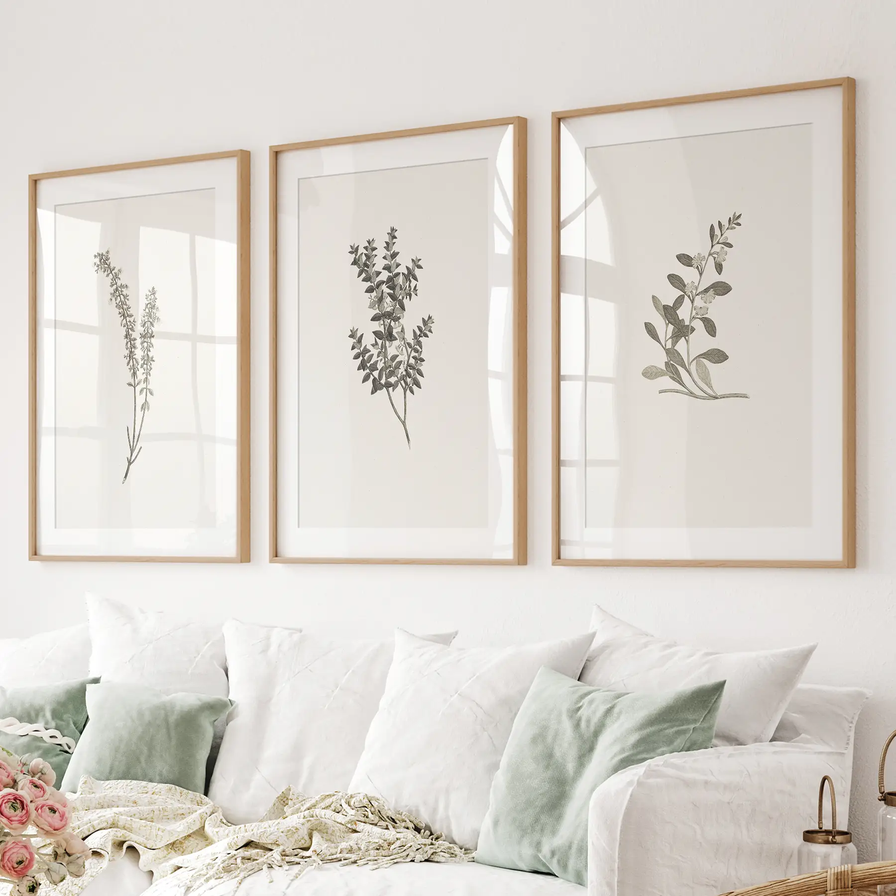 Vintage Floral 3 Piece Wall Art. Rustic Botanical Posters - Image 2