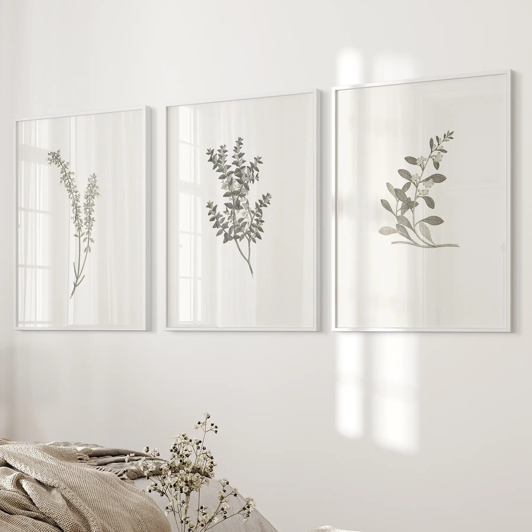 Vintage Floral 3 Piece Wall Art. Rustic Botanical Posters - Image 3