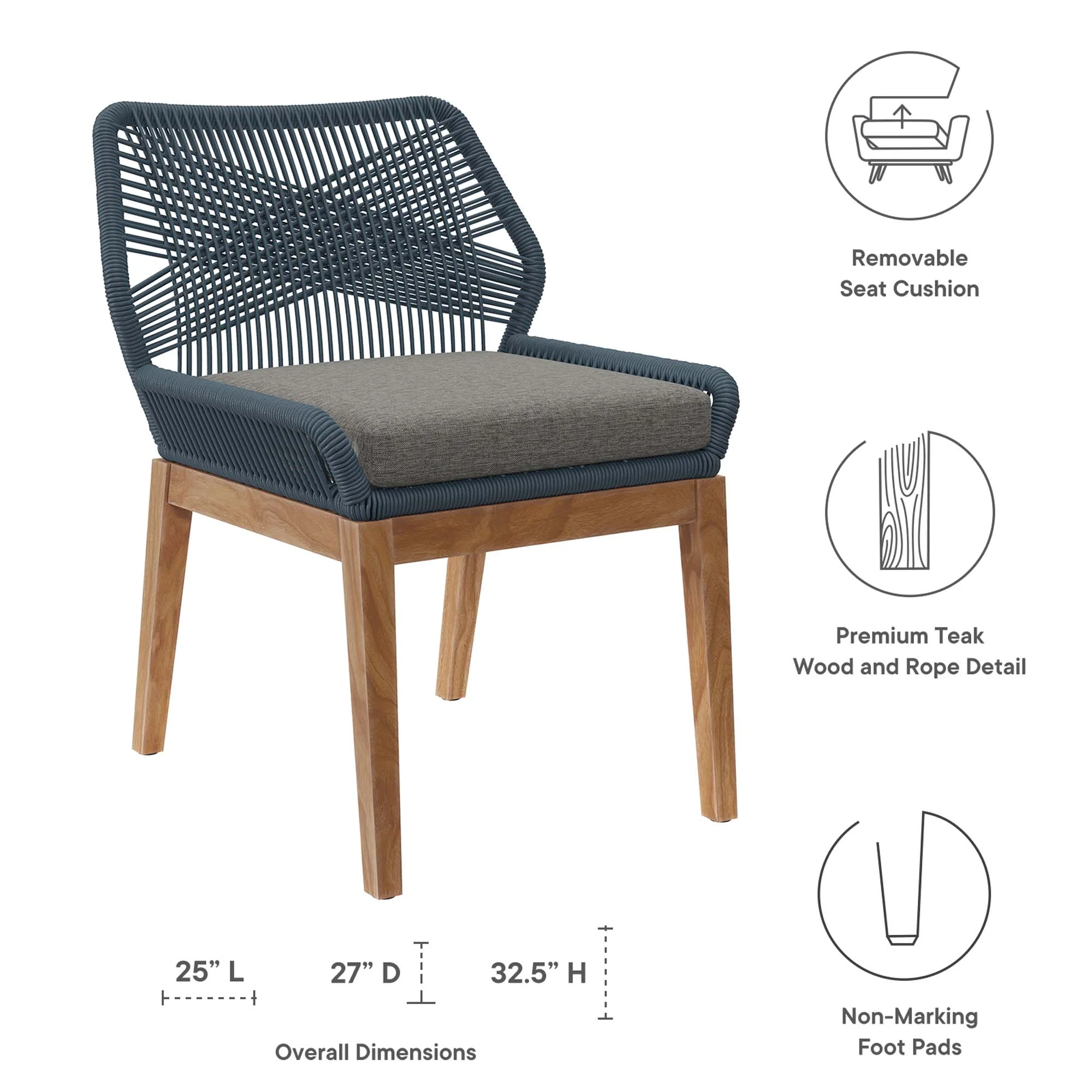 Wellspring 5-Piece Outdoor Patio Teak Wood Dining Set by Modway - Image 17