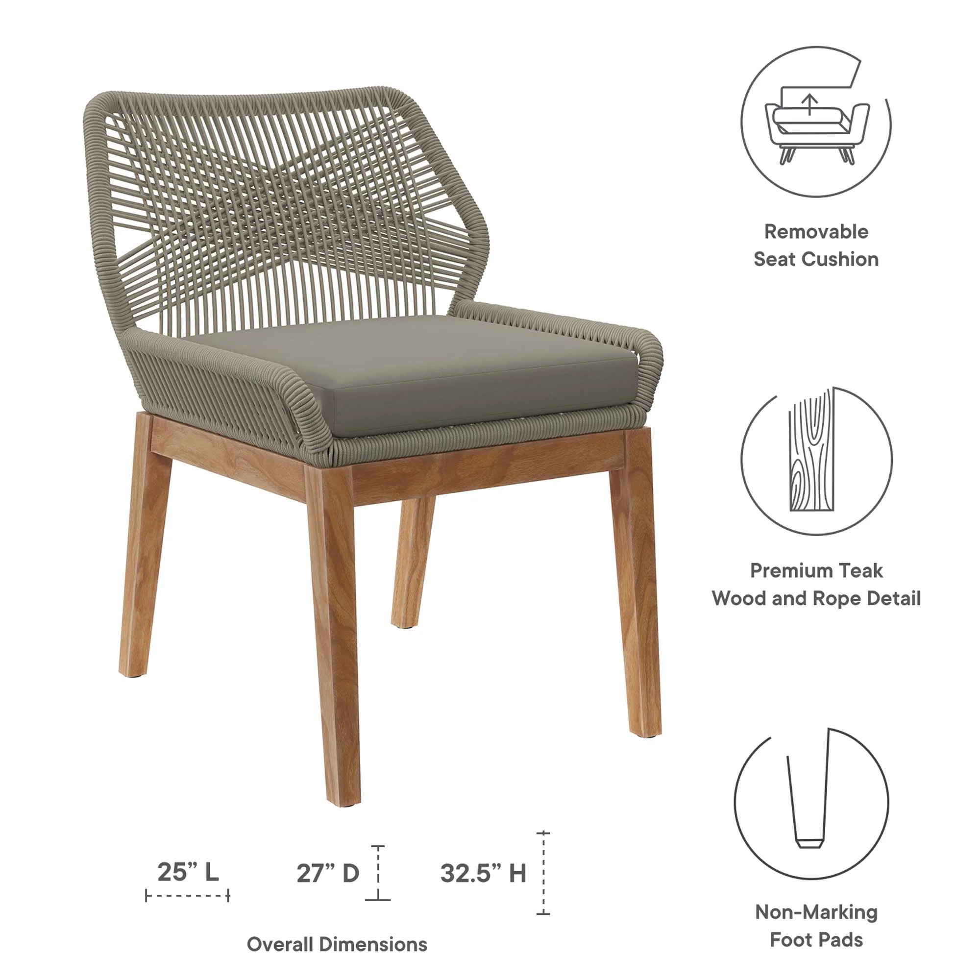 Wellspring Outdoor Patio Teak Wood Dining Chair by Modway - Image 18