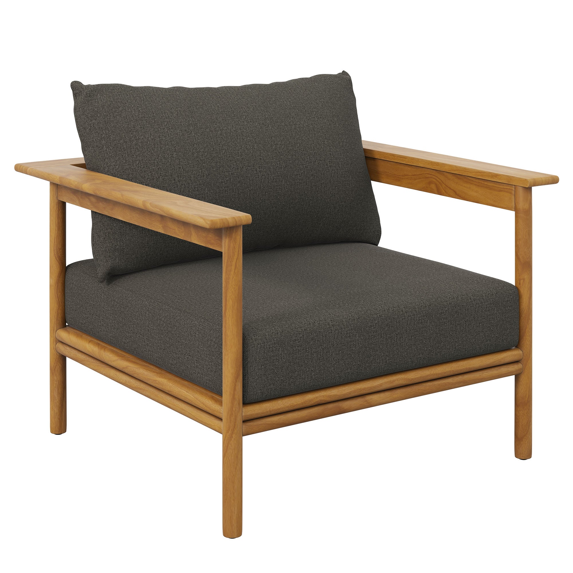 Wren Outdoor Patio Teak Wood Armchair and Ottoman Set by Modway - Image 5
