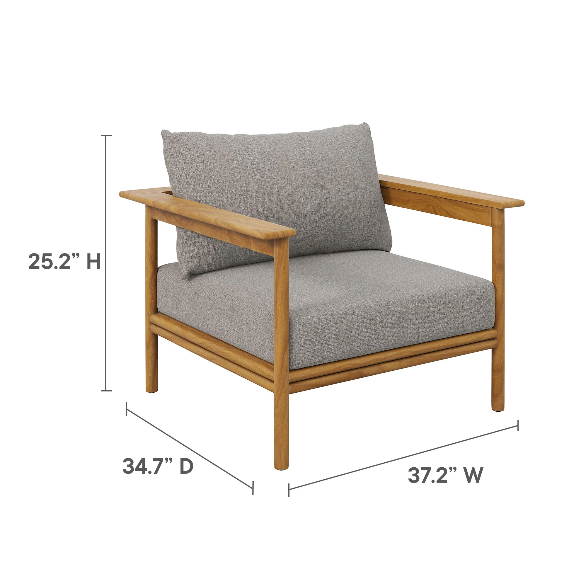 Wren Outdoor Patio Teak Wood Armchair Set of 2 by Modway - Image 3